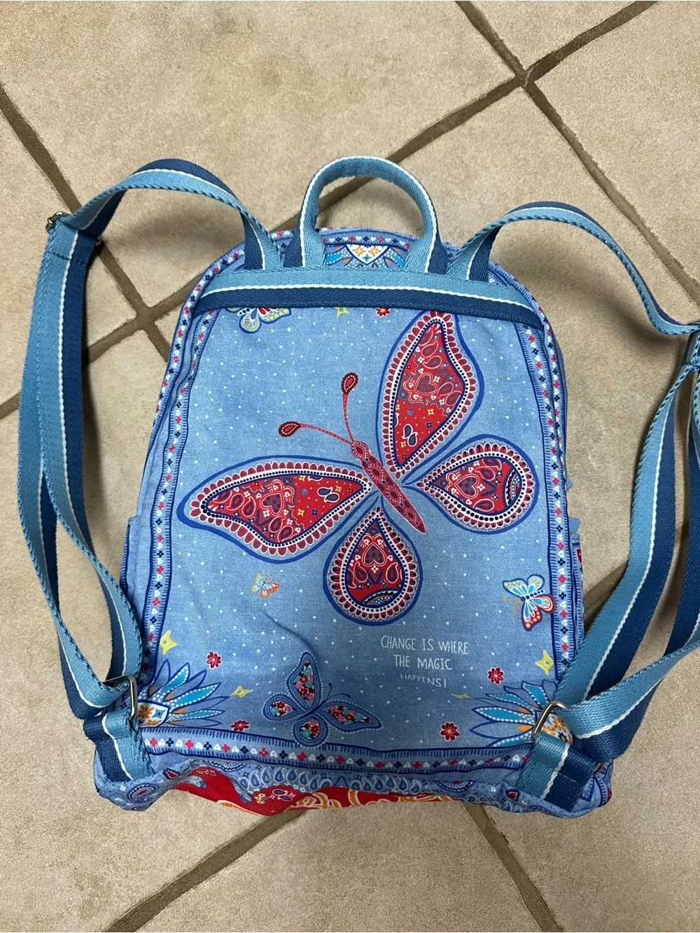 Brighton Blue Floral Paisley Bandana Backpack